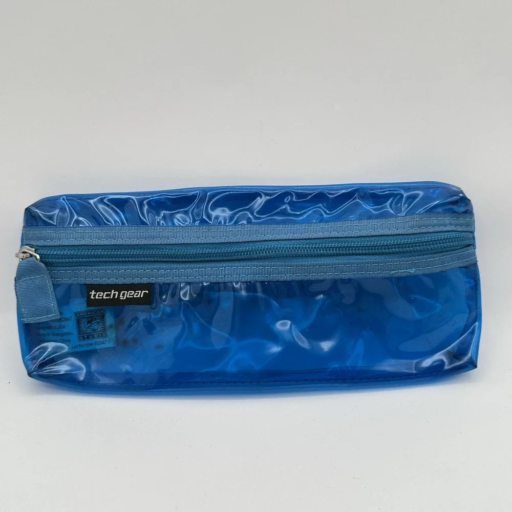 Vintage Y2K Tech Gear Pencil Pouch Clear Blue Frutiger Aero Back To School 2011